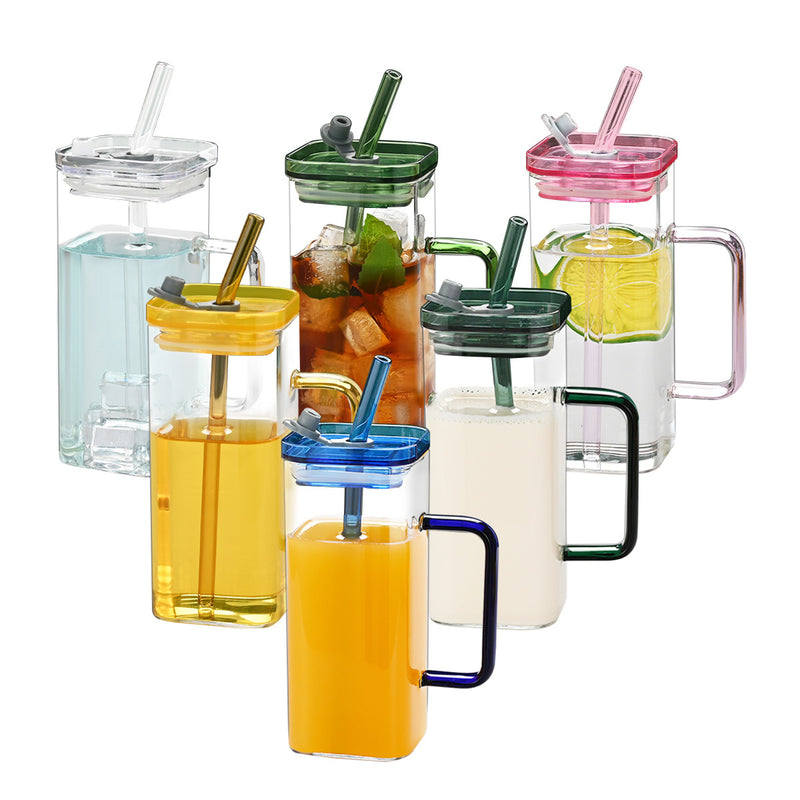 1 Pcs Transparent Glass Straw Cup