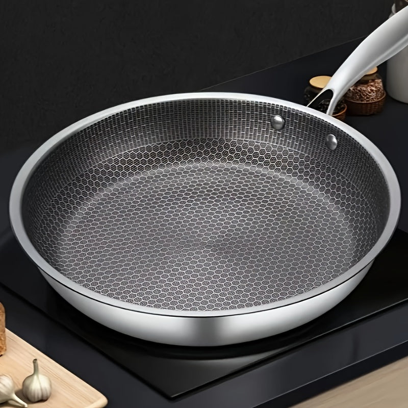 1PC Household Kitchen Honeycomb Stainless Steel Non Stick Frying Pa