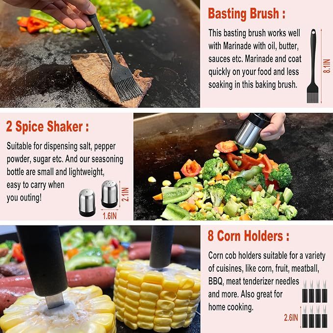 37PC Flat Top Grill Accessories Set - Must Have for Your Outdoor with Professional Griddle Spatula