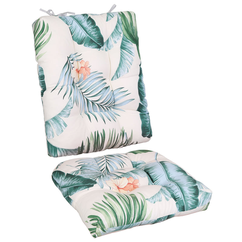 2Pcs Waterproof Rocking Chair Cushion Upper And Lower Back And Seat Sets