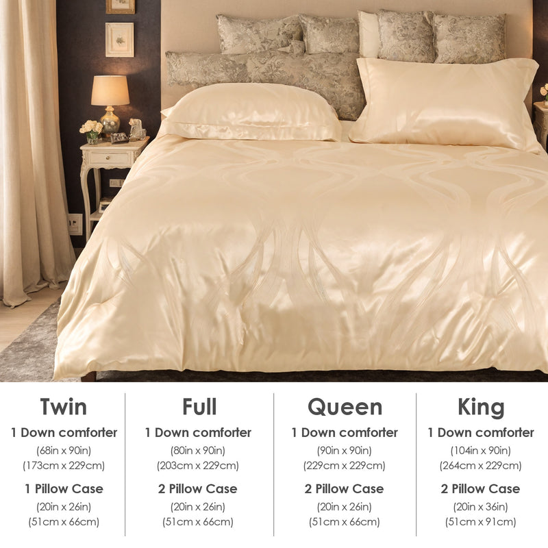 Luxurious Satin Microfiber Bedding Set Double-sided Jacquard Pattern