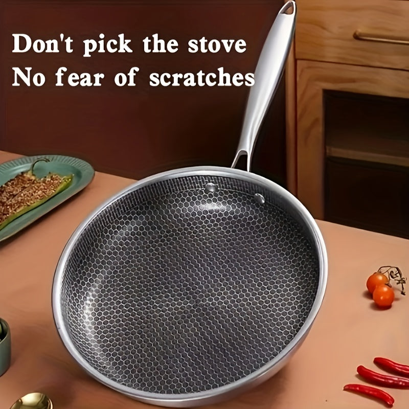 1PC Household Kitchen Honeycomb Stainless Steel Non Stick Frying Pa