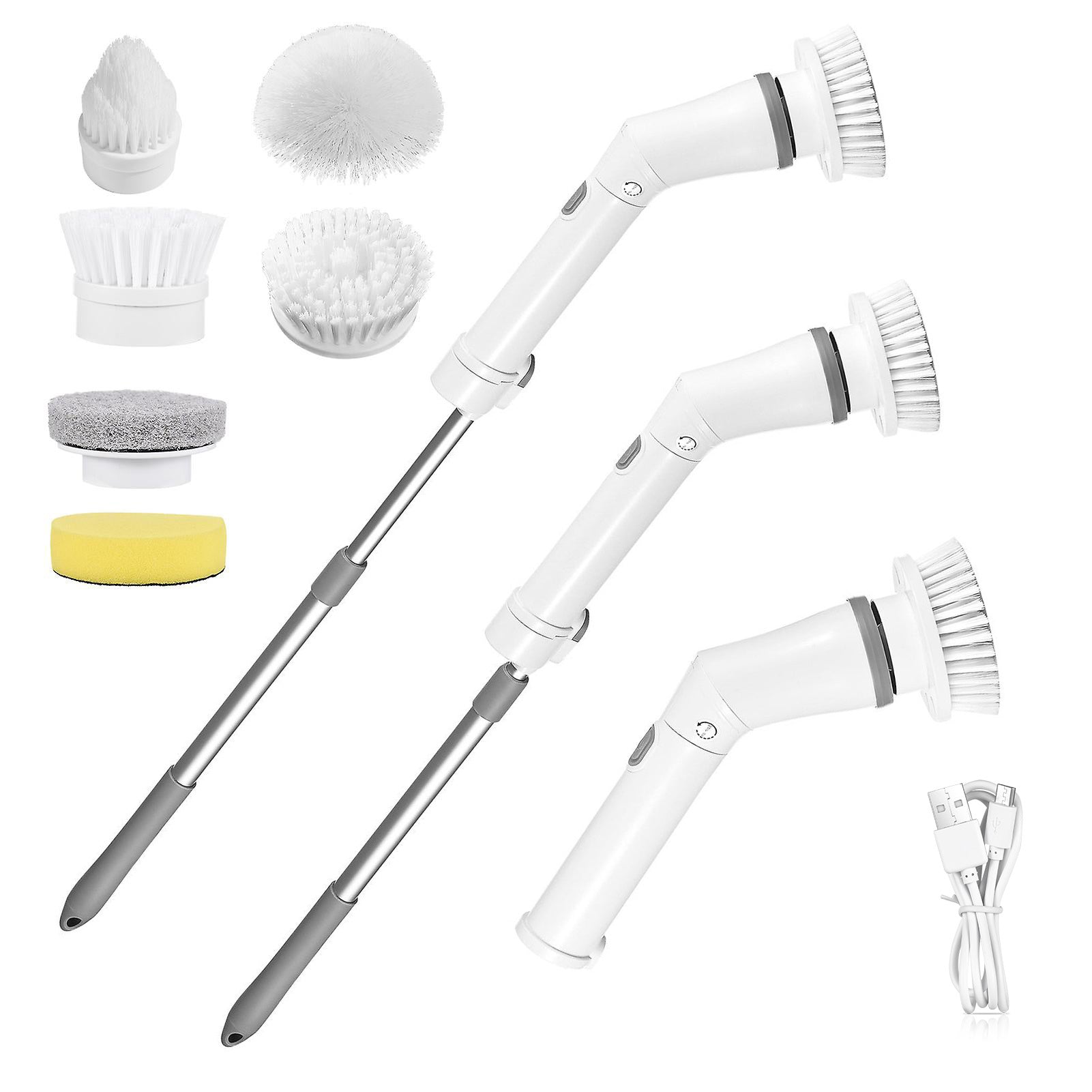 1Set Electric Spin Scrubber Cordless Rechargeable Telescopic Cleaning Brush