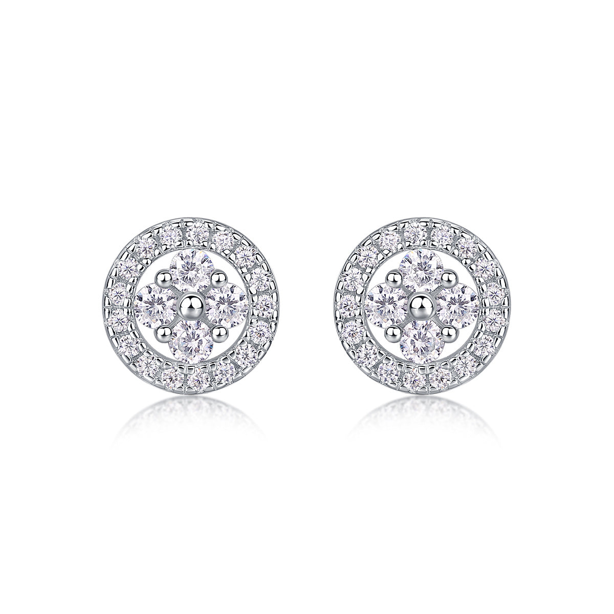 Silver Osmanthus - Fashionable And Luxurious Diamond Jewelry Earrings Set