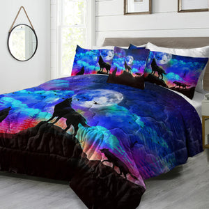 Galaxy Comforter Set Men 3D Wolf Bed
