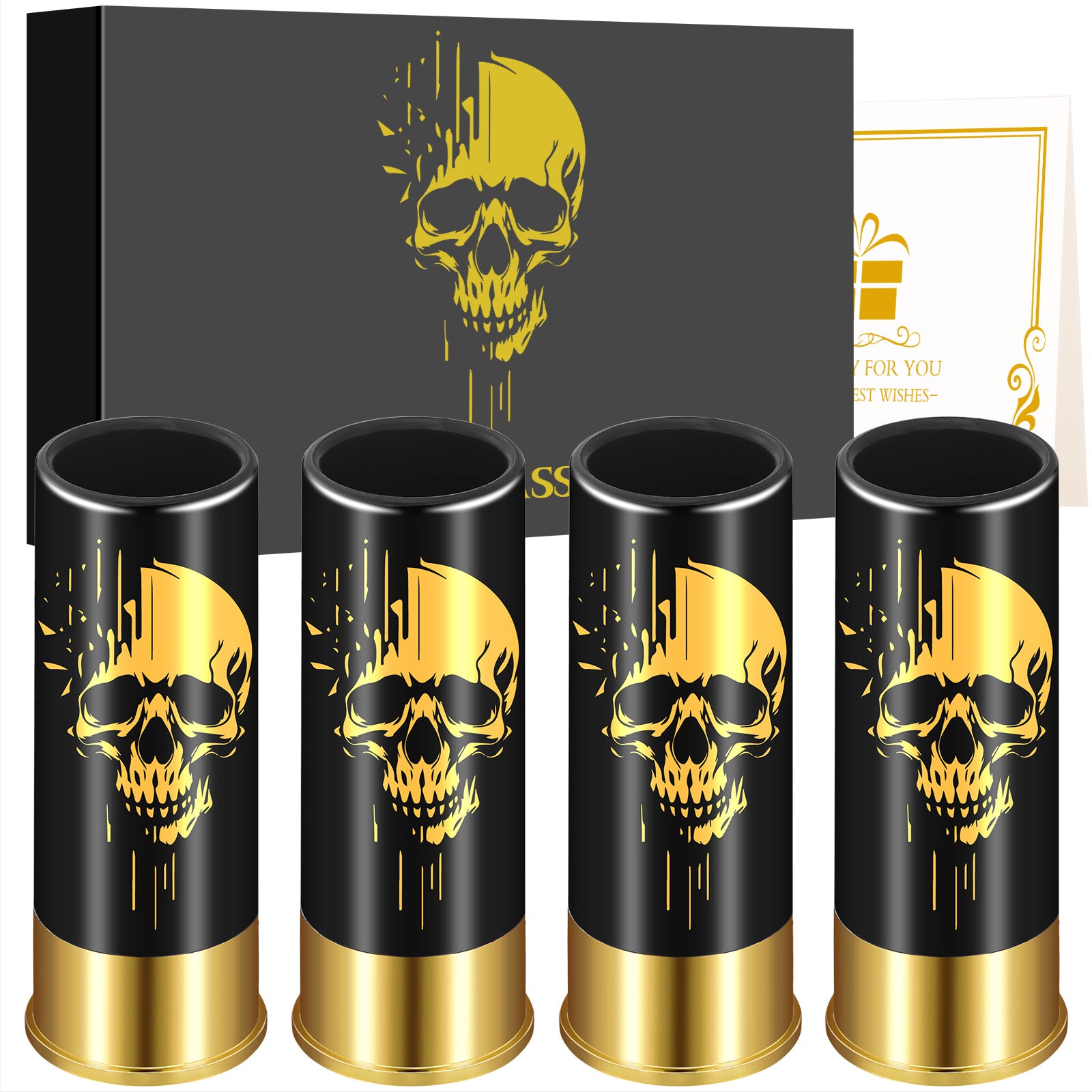 4pcs Skull Shot Glasses, 1.5oz - Reusable, High-Quality Plastic Bullet Cups For Whiskey