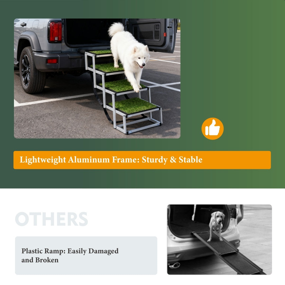 Foldable Dog Ramp For Cars, SUVs, Trucks, Portable Pet Dog Stairs For Large Dogs
