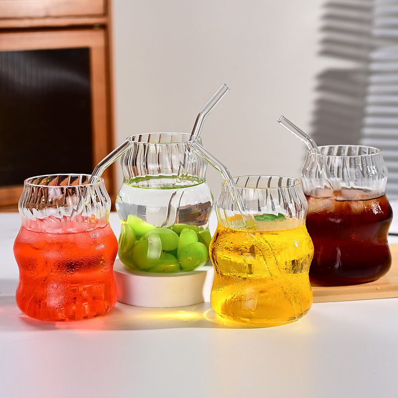6 Pcs 19 Ounce Glass Straw Cup
