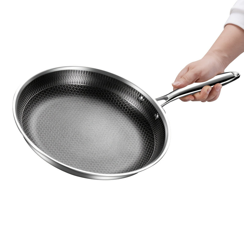 1PC Household Kitchen Honeycomb Stainless Steel Non Stick Frying Pa