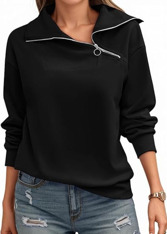 Womens Zipper Sweatshirt Turtleneck Long Sleeve