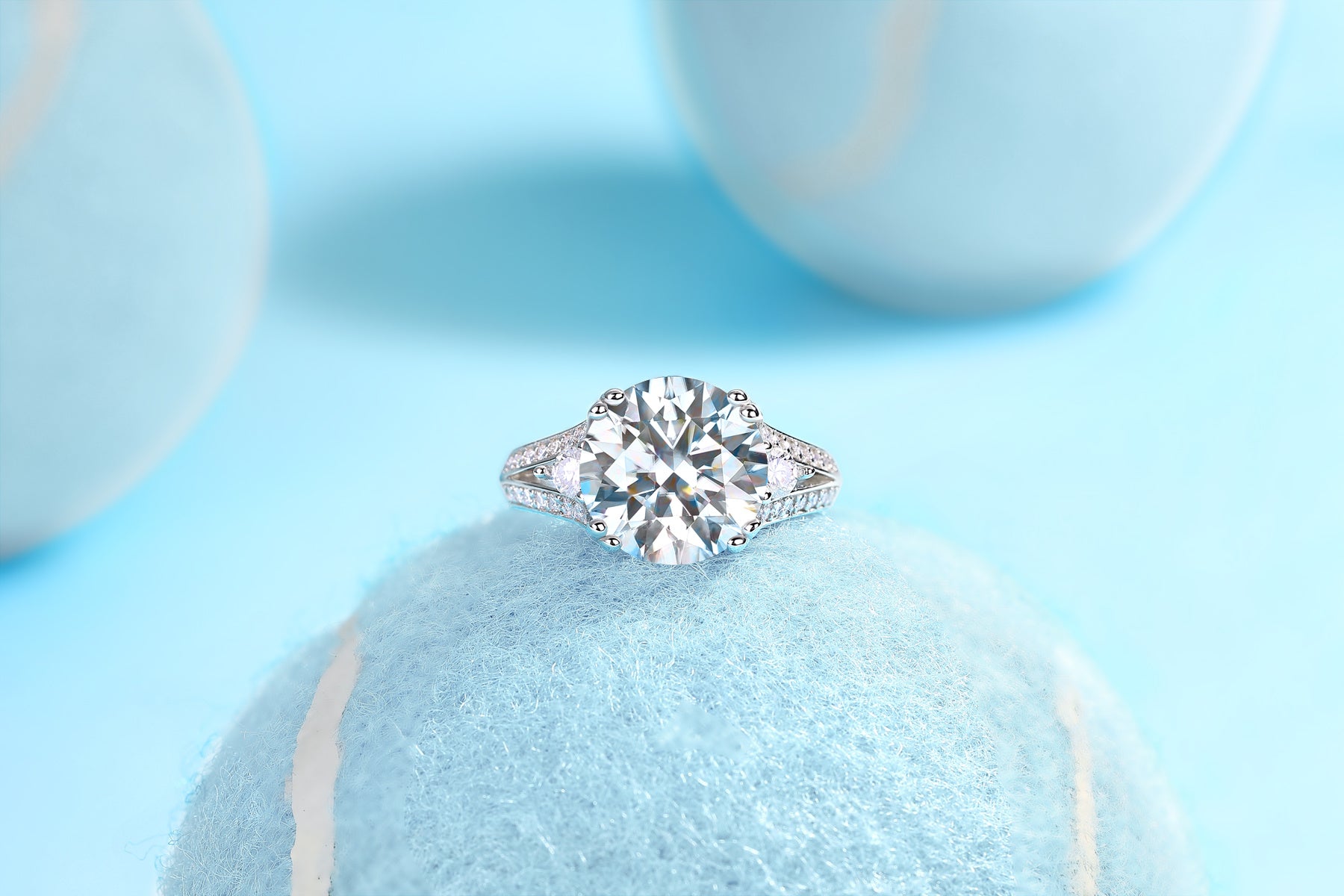 Luxurious Jewelry Piece Set With 5-carat Moissanite S925 Sterling Silver And Platinum-plated Diamond