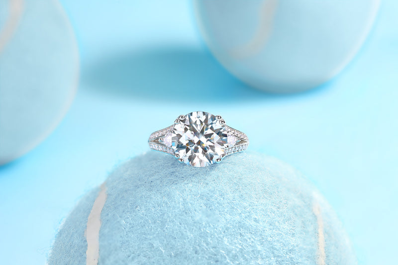 Luxurious Jewelry Piece Set With 5-carat Moissanite S925 Sterling Silver And Platinum-plated Diamond