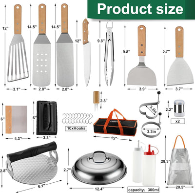 Grilljoy Griddle Accessories Set With Robust Plastic Handle