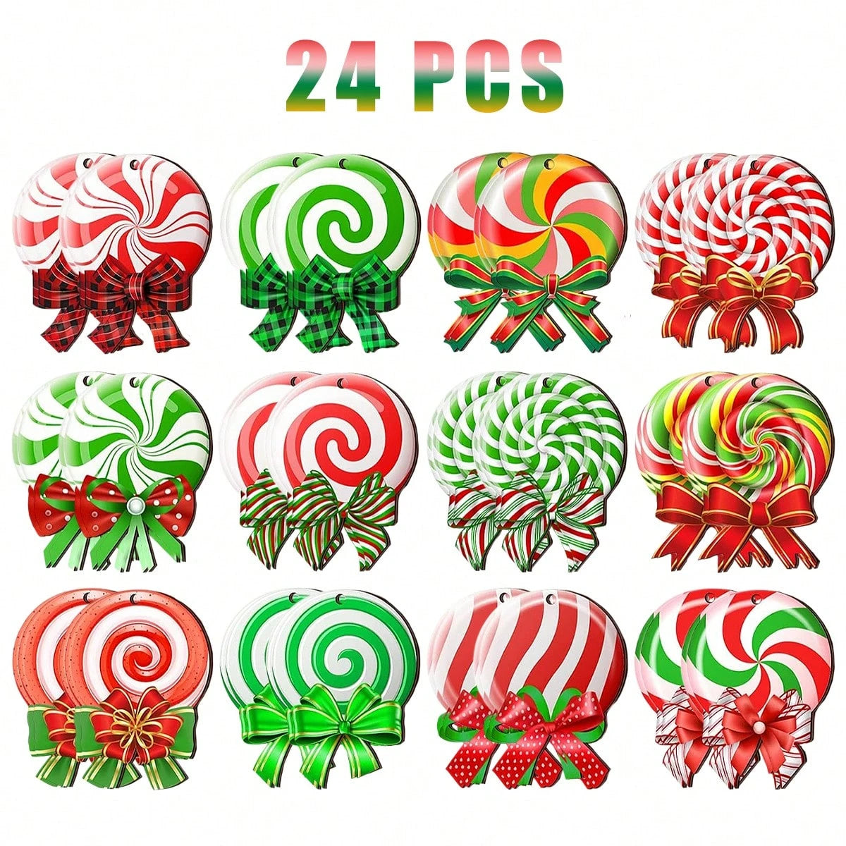 24 Pieces Peppermint Christmas Tree