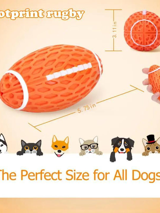 Dog Rubber Chew-resistant Interactive Squeaky Football Toy