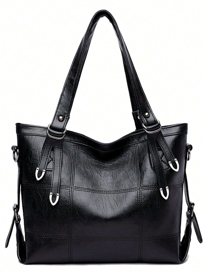 Minimalist Tote Bag Double Handle Solid Color Large Capacity