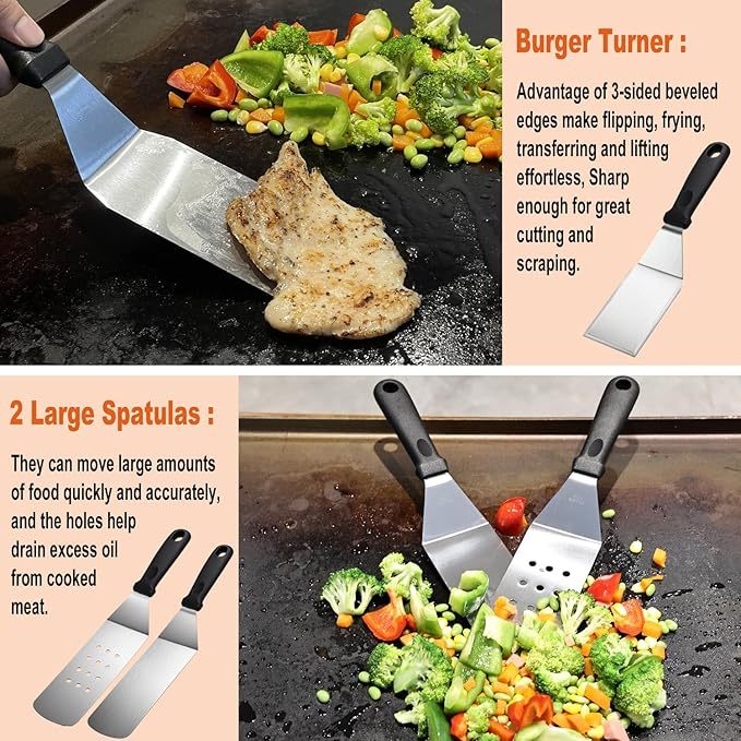 38PCS Griddle Accessories Kit, Professional Grill Tools Set For Outdoor Barbecue