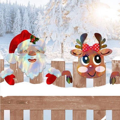 Christmas Fence Peeker Decoration Peeking Santa Claus Elk Garden Yard Decorations Fence Decorations