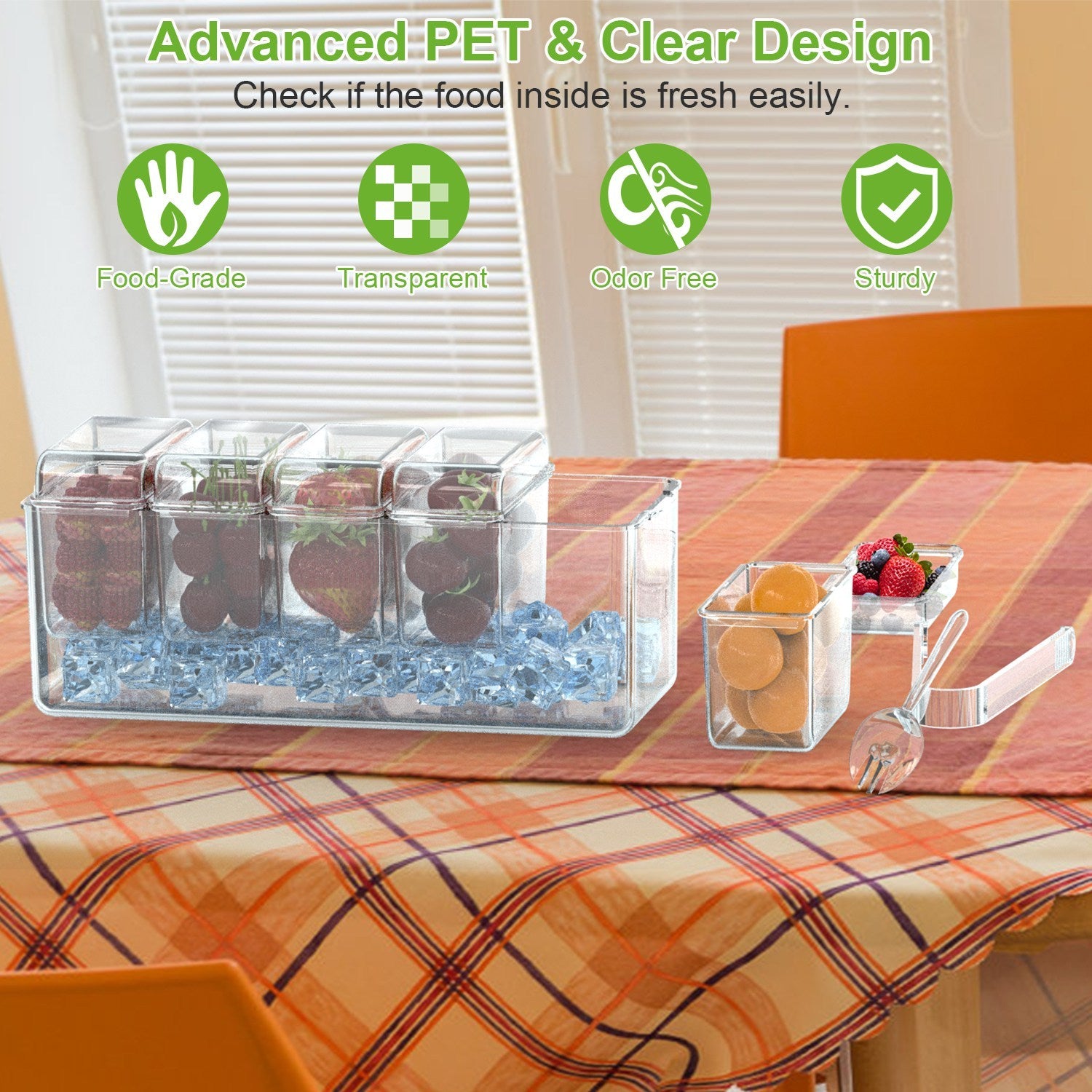1Set Ice Chilled Condiment Caddy Serving Tray