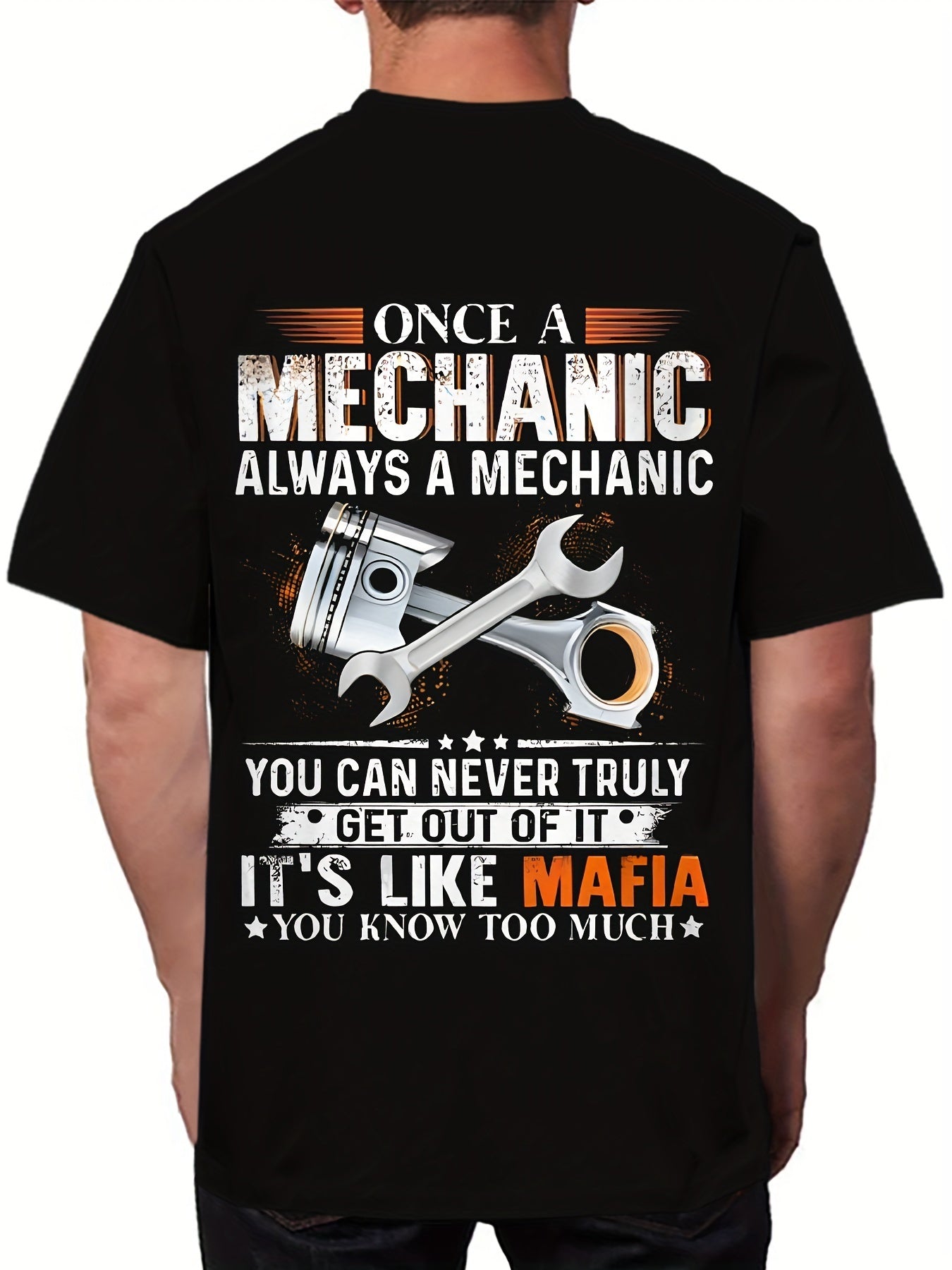 Men's Tool Printed T-shirt, Casual Short Sleeved Round Neck T-shirt, Men's Outdoor T-shirt