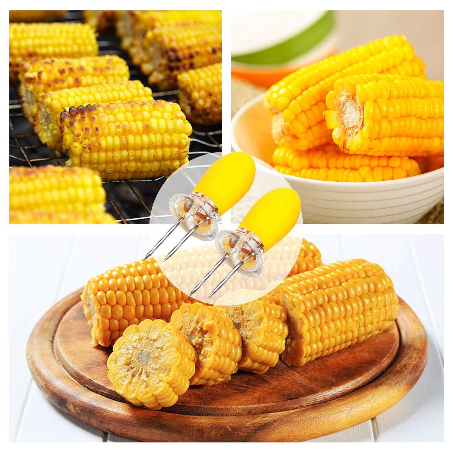 Yellow Corn Cob Holder Stainless Steel Fork Skewer Is Suitable For Corn On The Cob Grilling Tools-Selling On Amazon Is Prohibited
