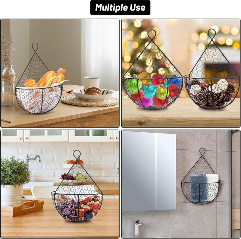 Set Of 3Metal Fruit And Vegetable Storage Hanging Basket Wall Mounted