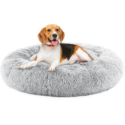 24 Inch Anti-Slip Round Fluffy Plush Faux Fur Cat Bed