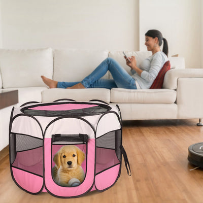 Pink-Blue Options -- 1Pc Portable Foldable Pet Tent Exercise