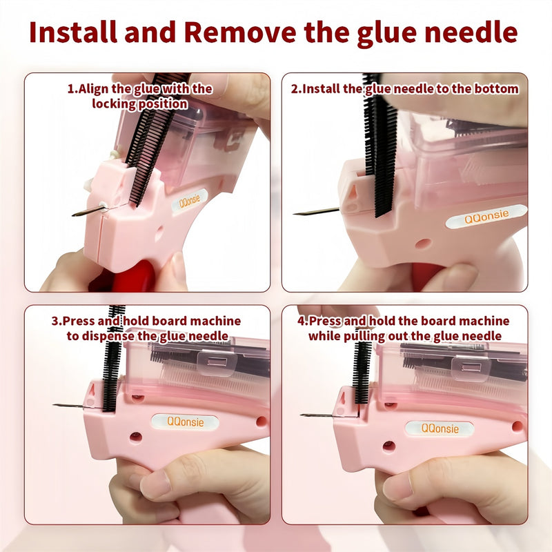 1 Count Handheld Tag Attacher Gun With 5 Counts Needles & 1000pcs Barbs Fasteners