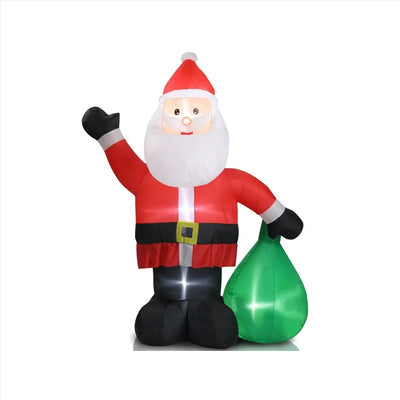 6 FT Lighted Christmas Inflatable Decoration, Inflatable Santa Claus With Large Gift Bag