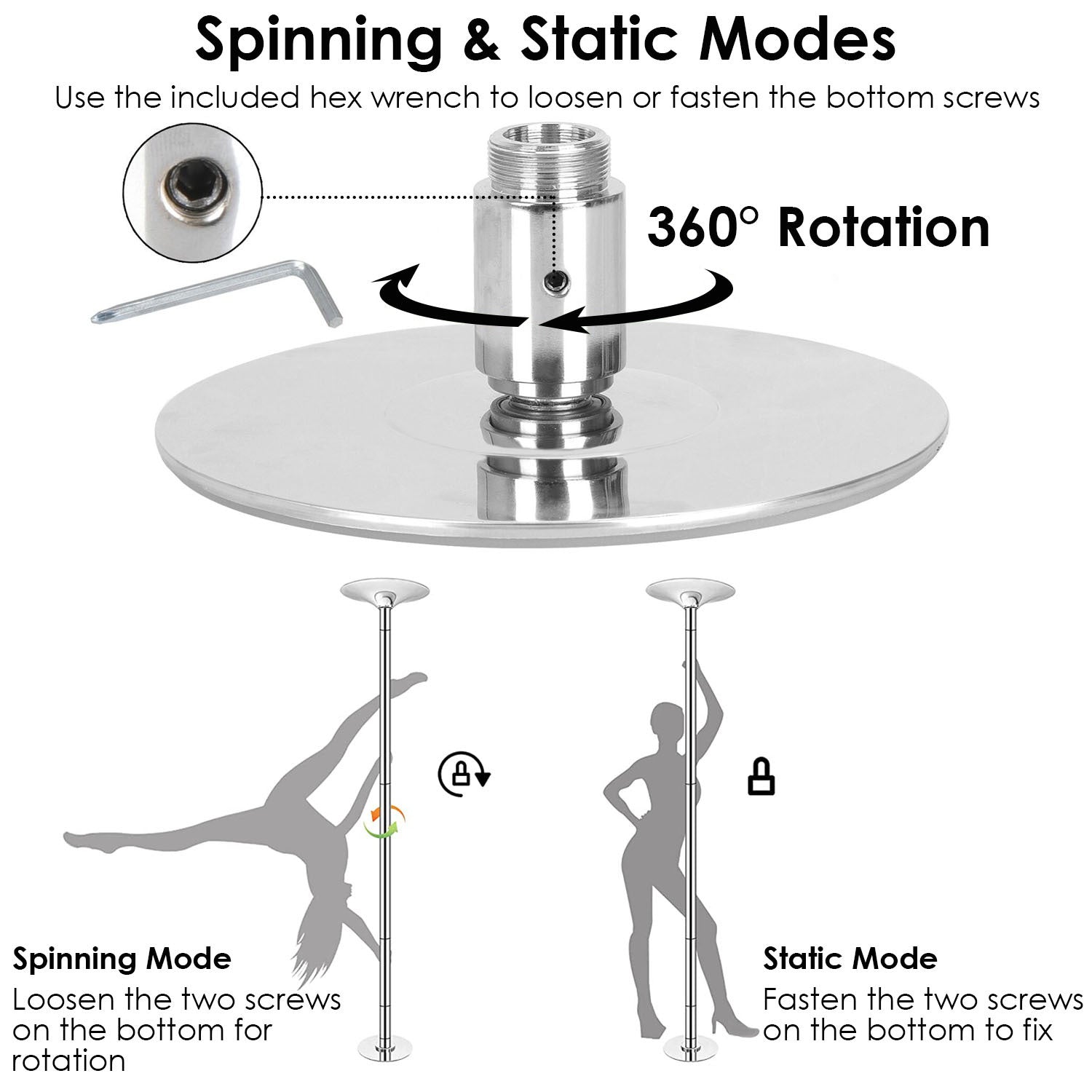 1Pc Stripper Dance Pole 45mm Spinning Static Dancing Pole