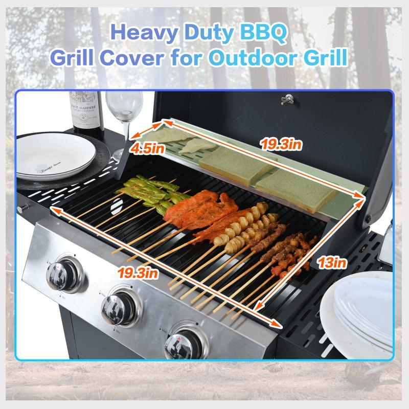 Propane Gas Three-burner Stainless Steel Grill With Double Shelves, Lid, Wheels And Bottle Opener