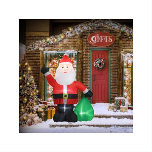 6 FT Lighted Christmas Inflatable Decoration, Inflatable Santa Claus With Large Gift Bag