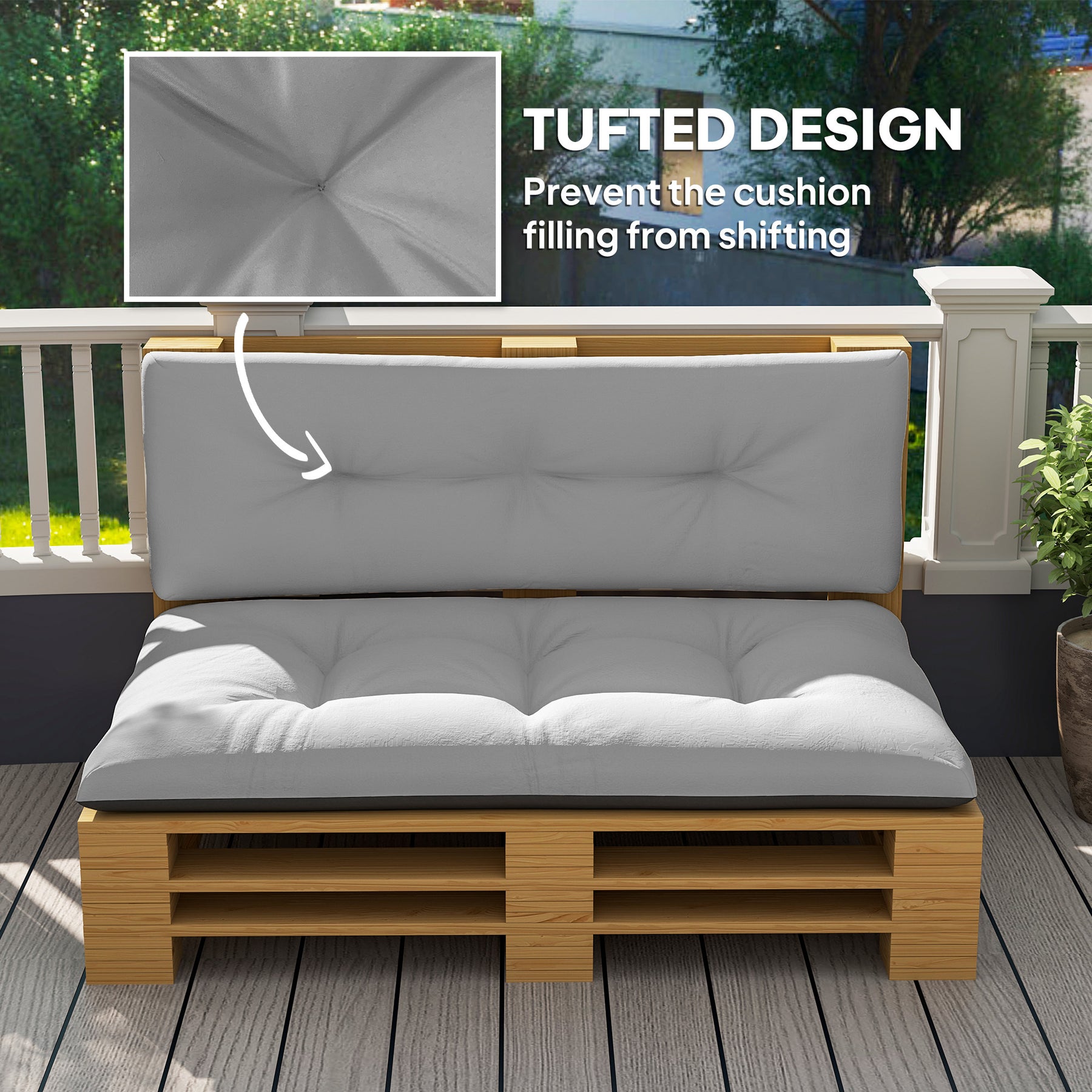 2 Seater Pallet Cushions Outdoor 3.9 Thick Replacement Cushions