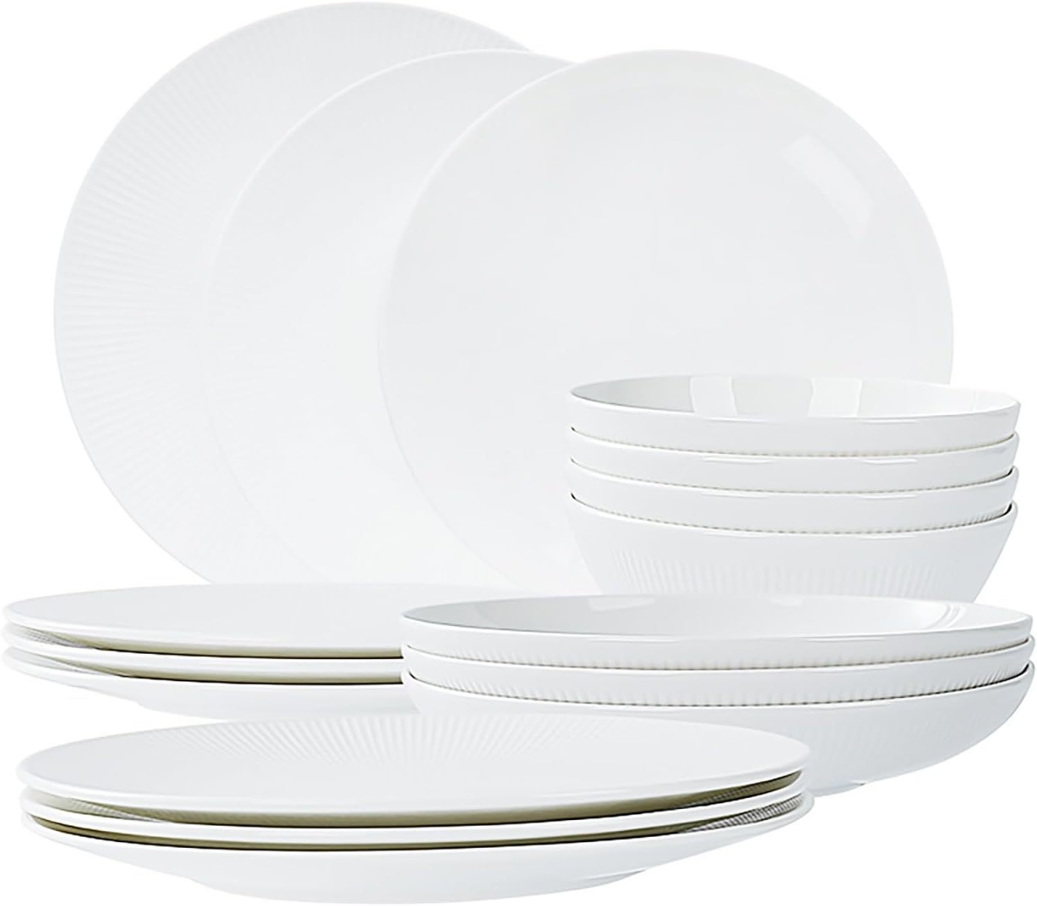 Dandilion Bone China Dinnerware Set, 16 Pieces, Service For 4, Plates, Dishes, Bowls Set