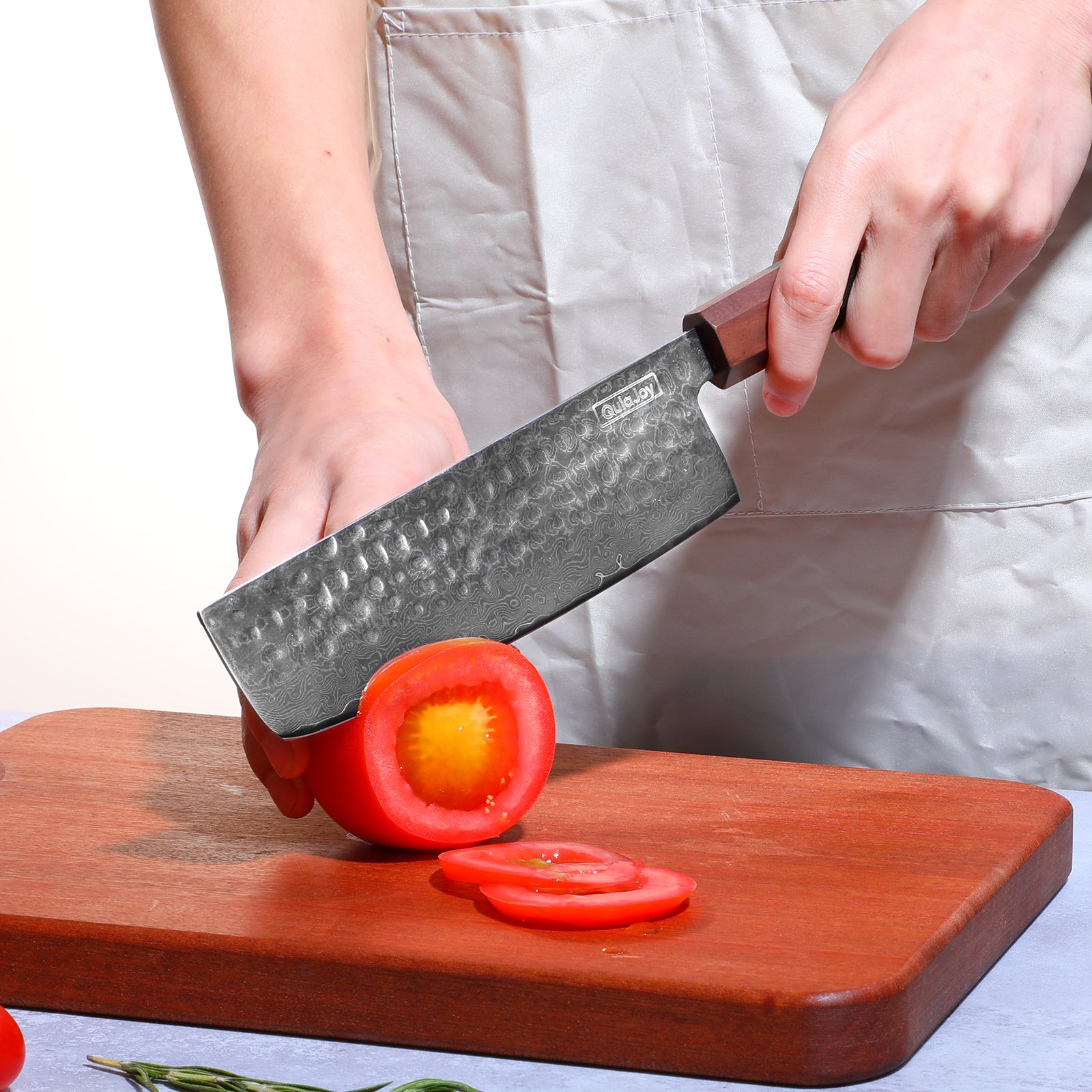 Qulajoy 8 Inch Chef Knife - Japanese Damascus VG-10 Super Steel Hammered Kitchen Knife