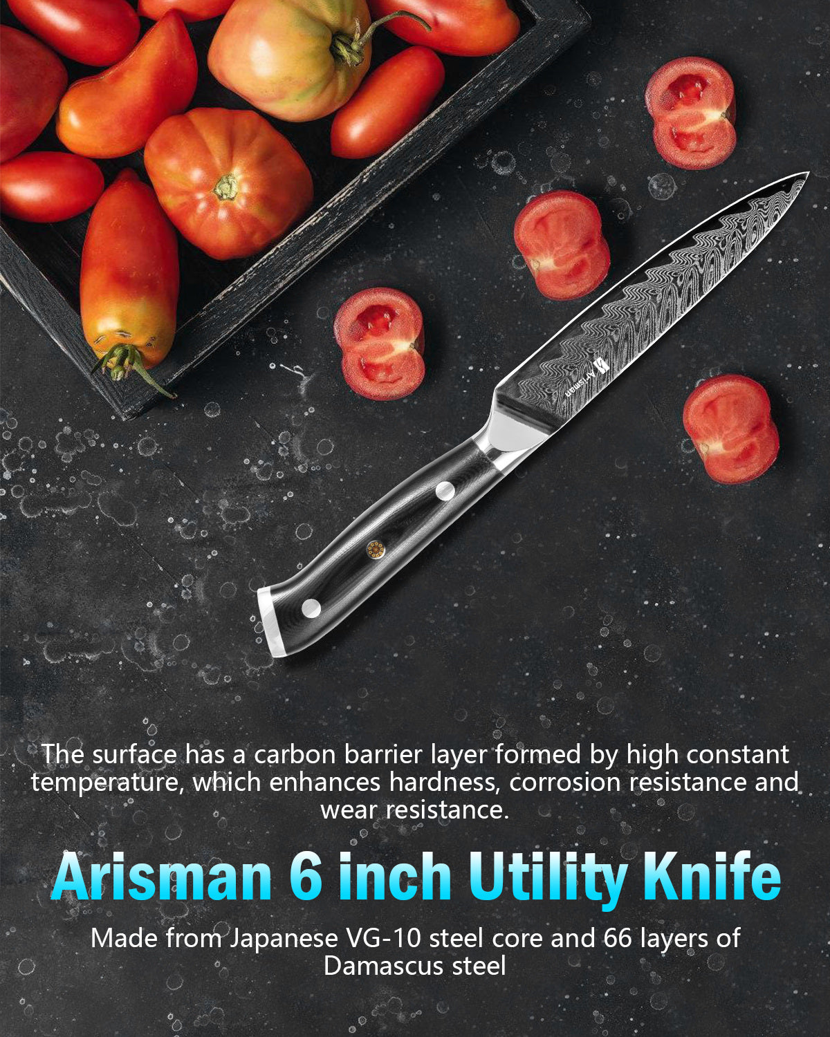 5 Inch Utility Knife, Japanese Damascus Steel Paring Knife