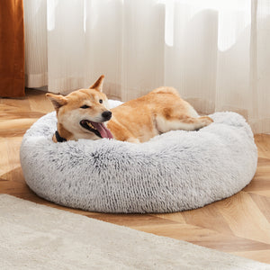 24 Inch Anti-Slip Round Fluffy Plush Faux Fur Cat Bed