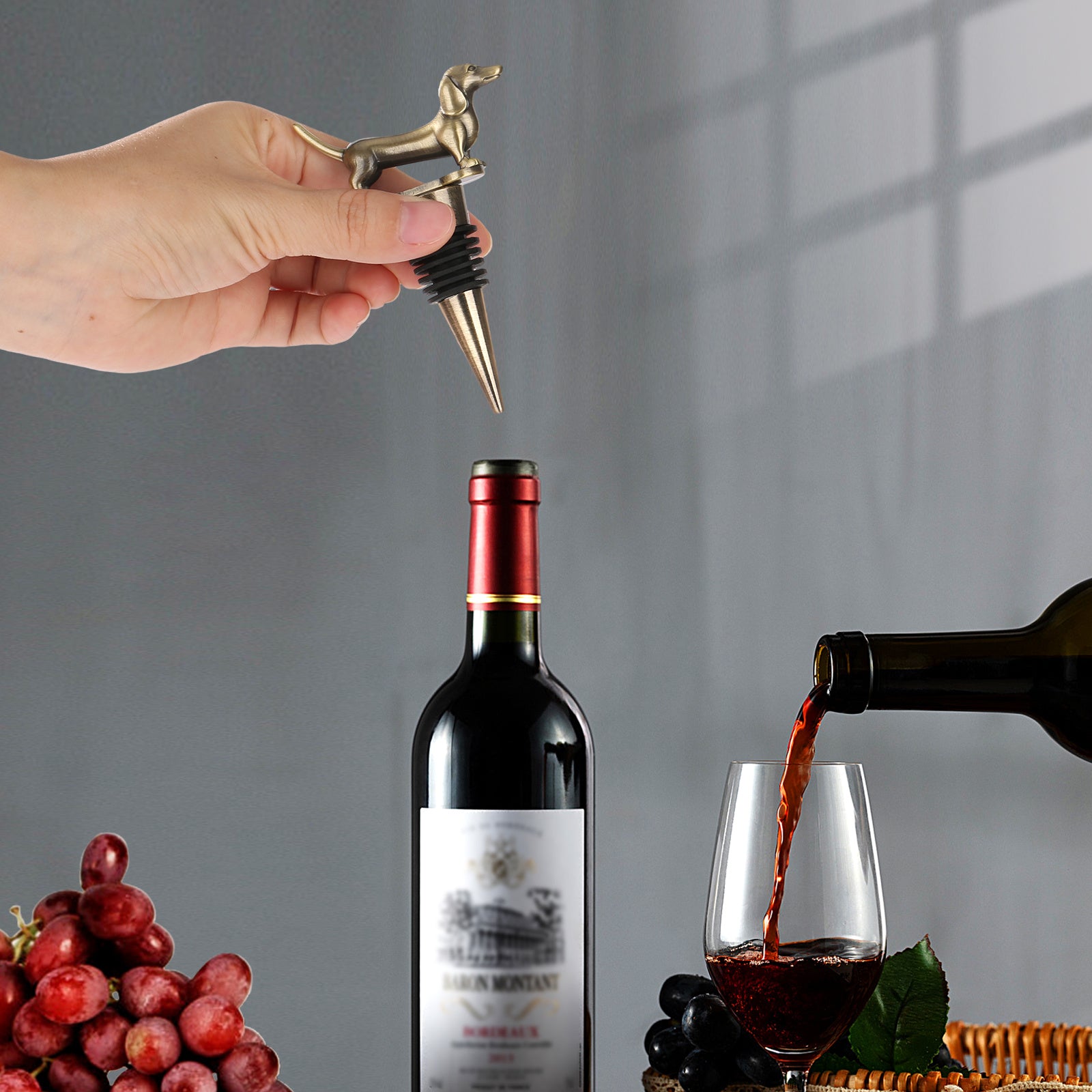 A Dachshund-shaped Red Wine Stopper