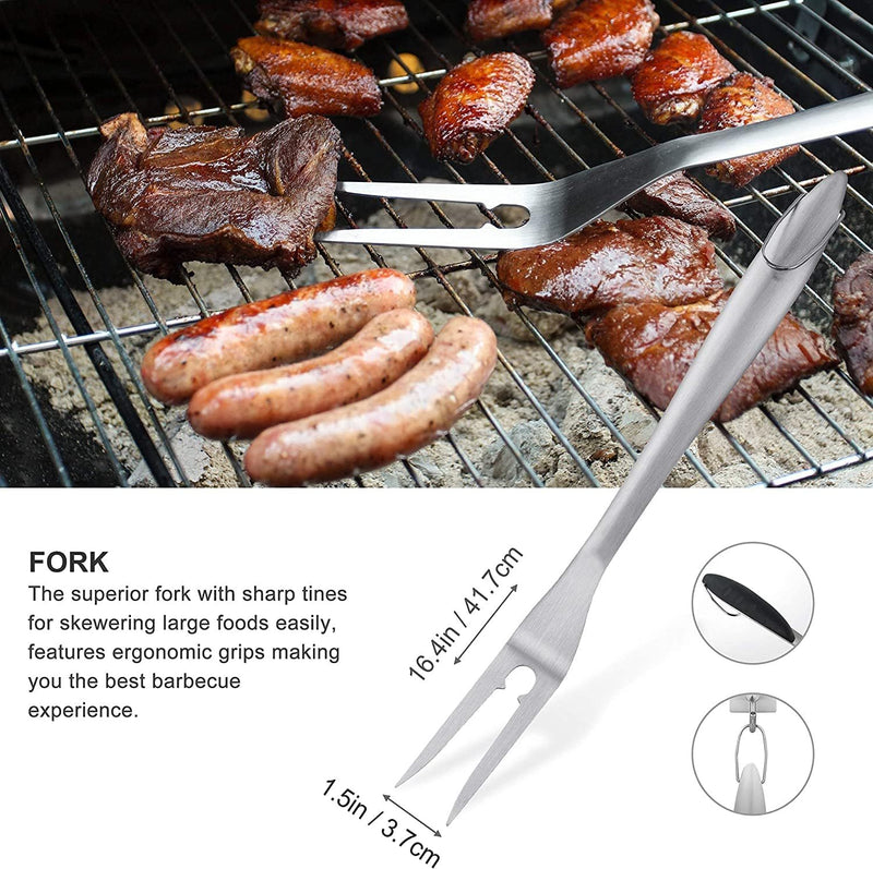 Grilljoy 8PCS Heavy Duty BBQ Grill Tools Set With Extra Thick Stainless Steel Spatula