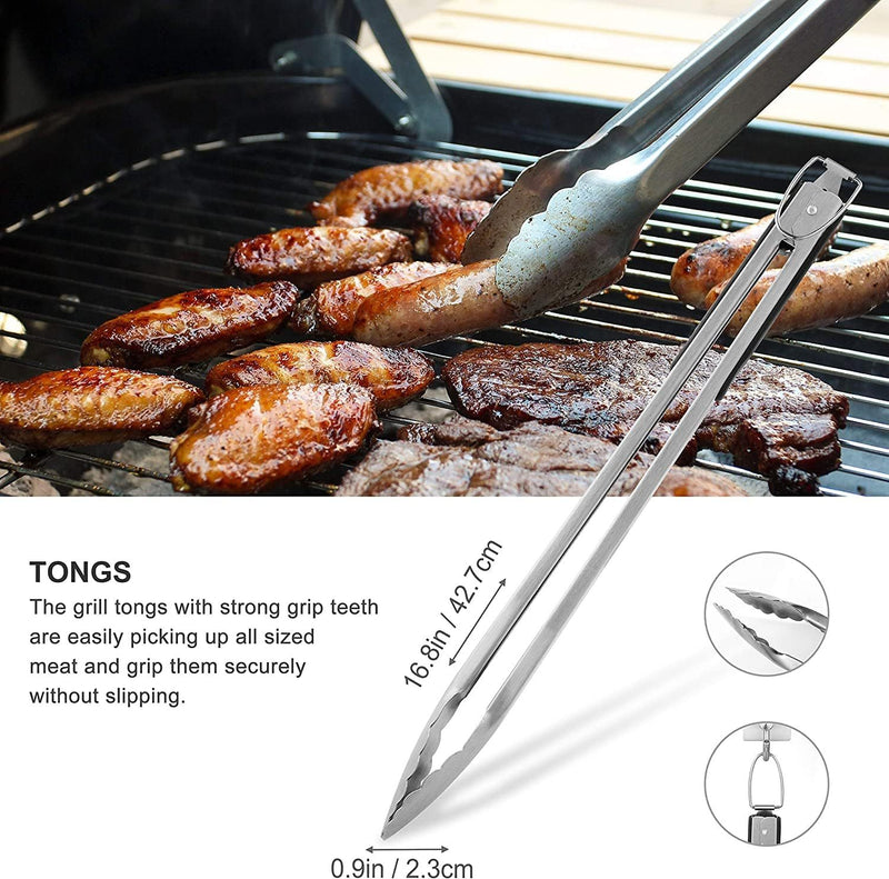 Grilljoy 8PCS Heavy Duty BBQ Grill Tools Set With Extra Thick Stainless Steel Spatula