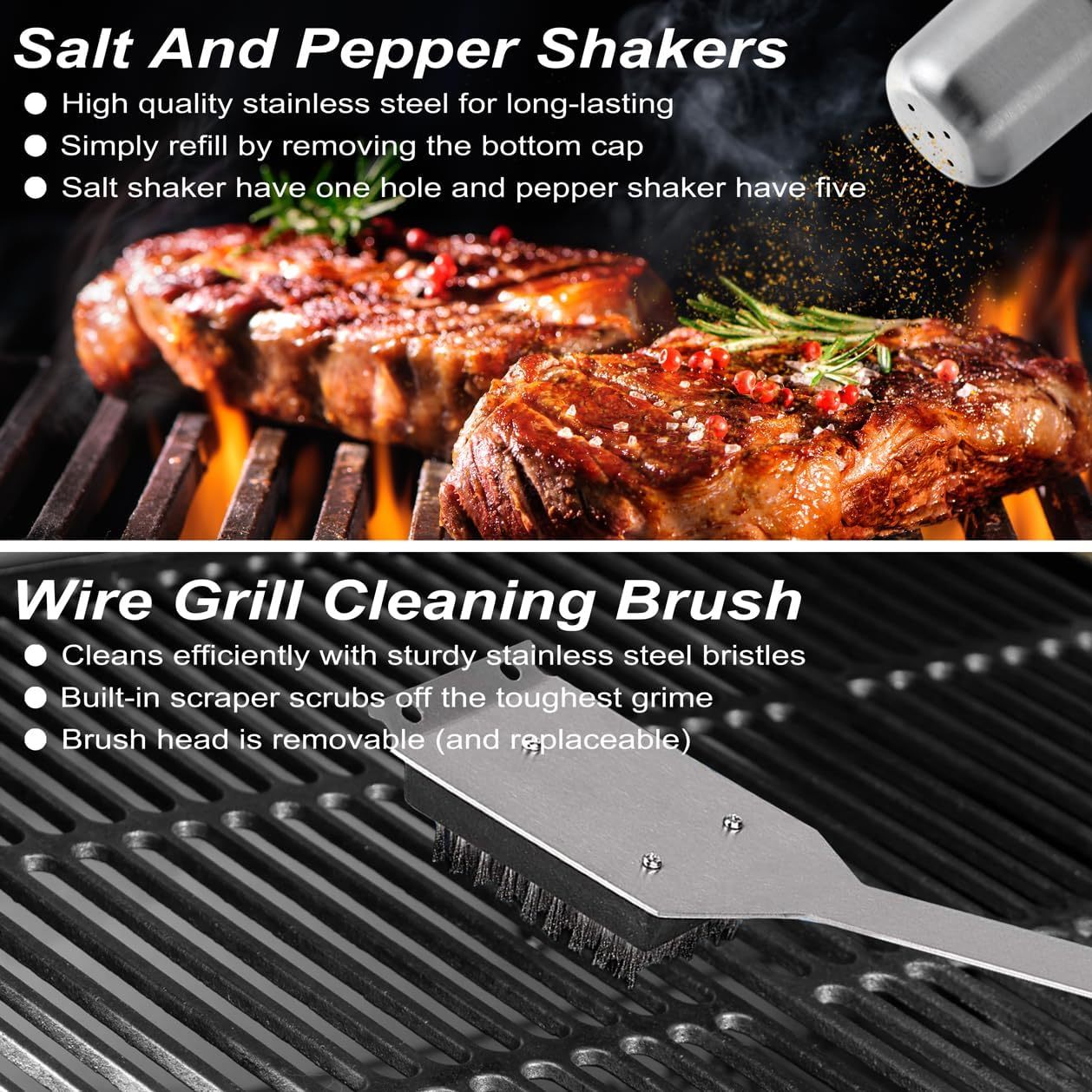 POLIGO 29 PCS BBQ Grill Accessories Stainless Steel BBQ Tools Grilling Tools Se