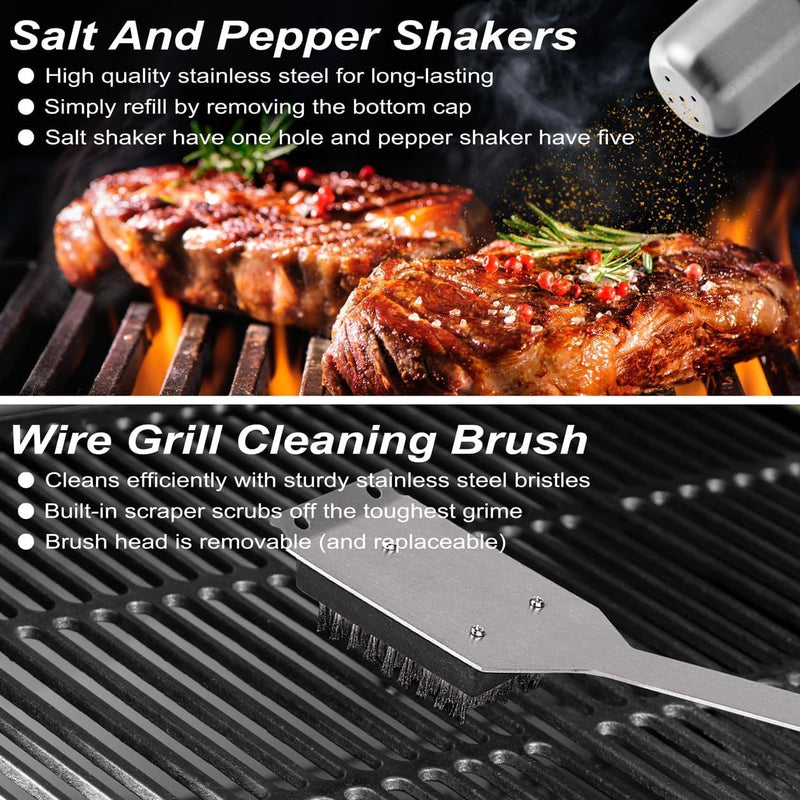 POLIGO 29 PCS BBQ Grill Accessories Stainless Steel BBQ Tools Grilling Tools Se