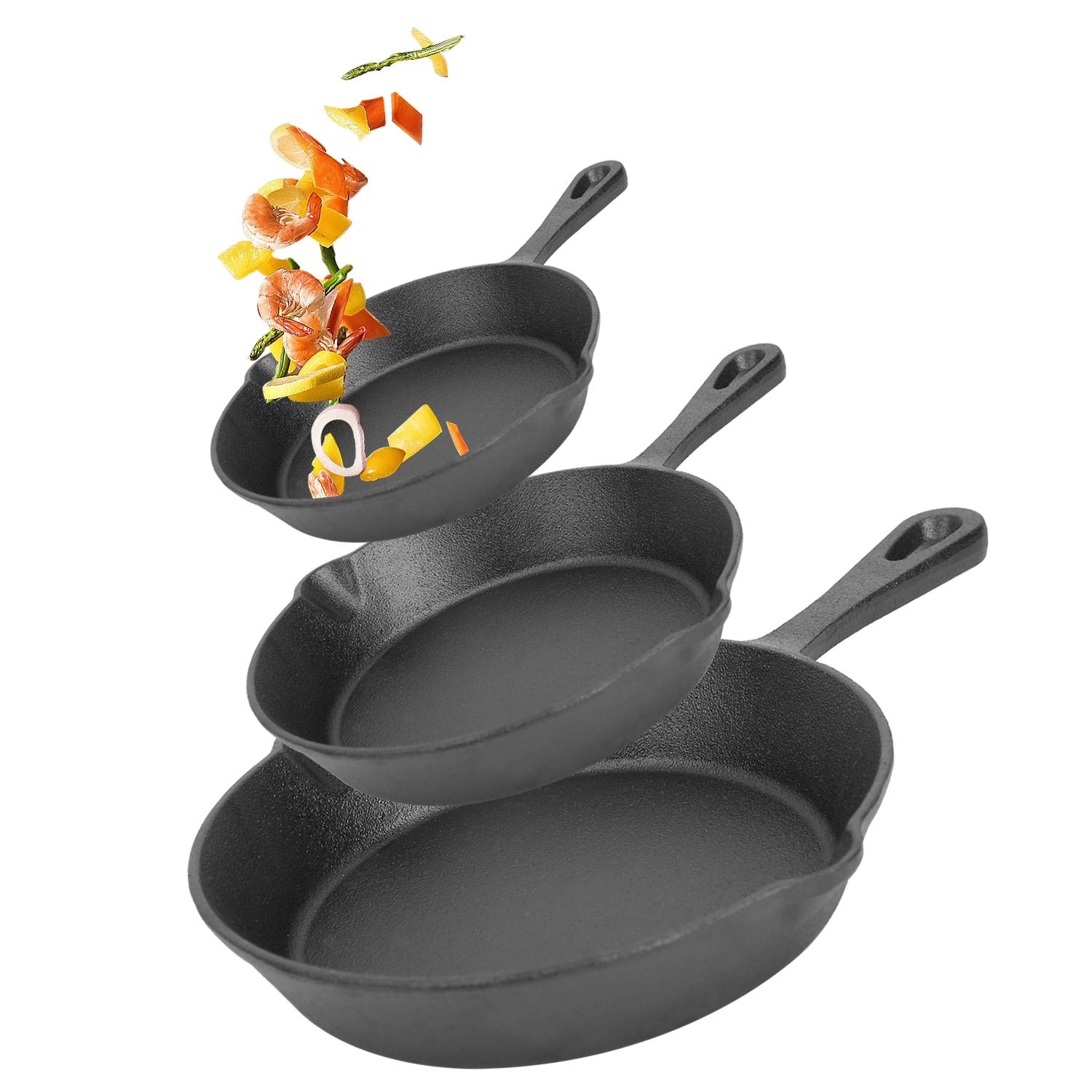 3Pcs Pre-Seasoned Cast Iron Skillet Set