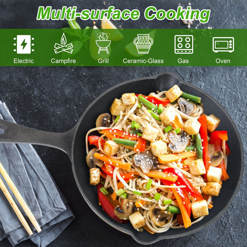 3Pcs Pre-Seasoned Cast Iron Skillet Set
