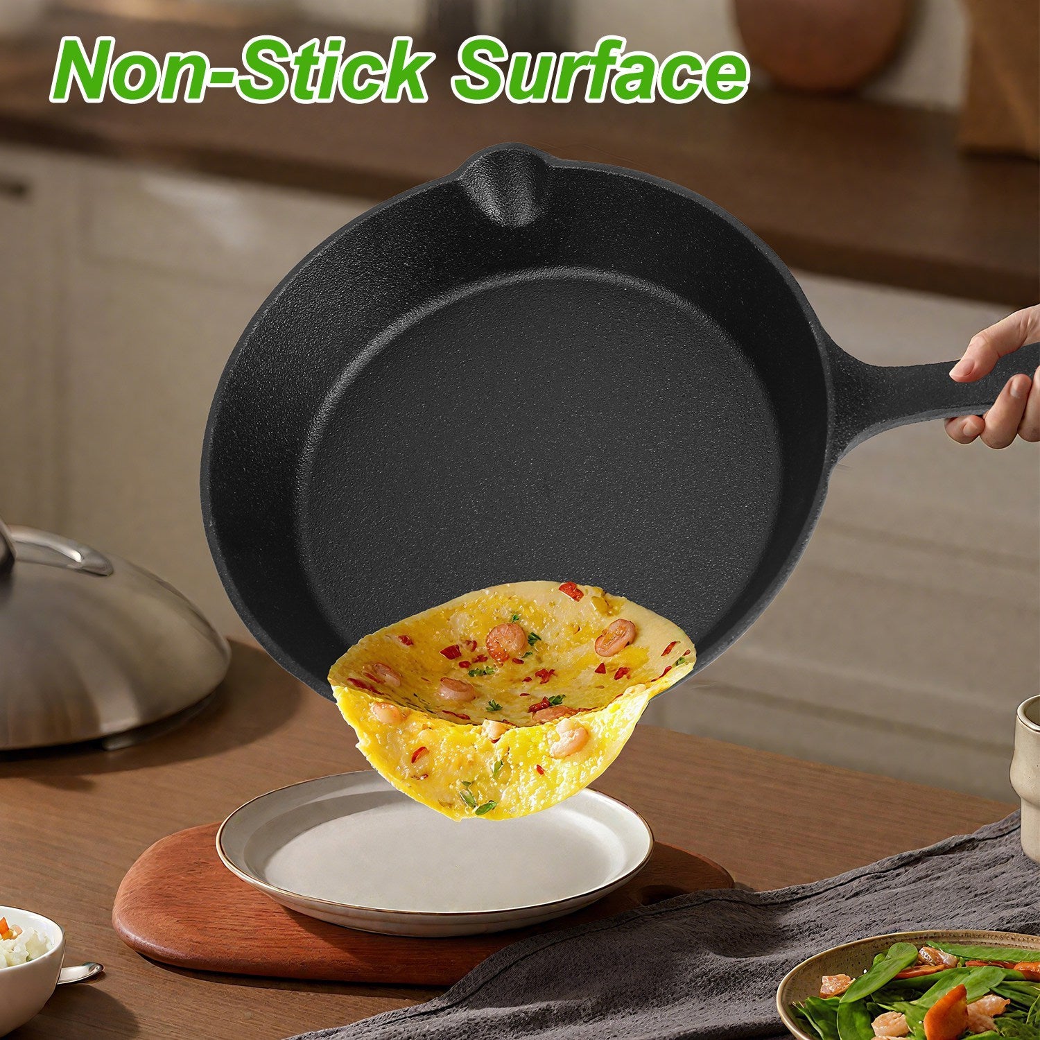 3Pcs Pre-Seasoned Cast Iron Skillet Set