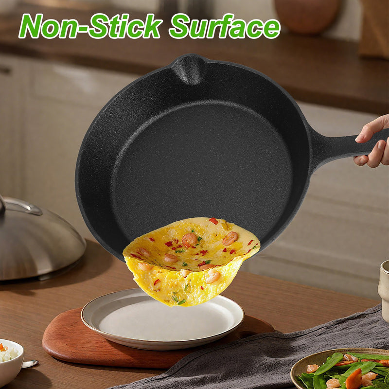 3Pcs Pre-Seasoned Cast Iron Skillet Set