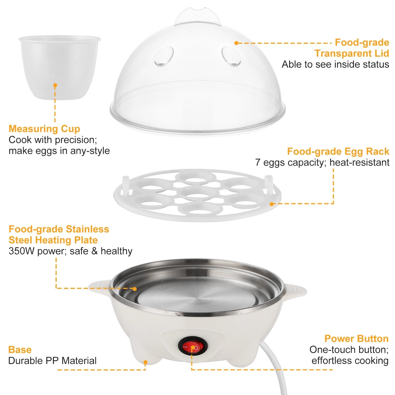 1Pc Electric Egg Cooker 7-Capacity Hard-Boiled Egg Maker