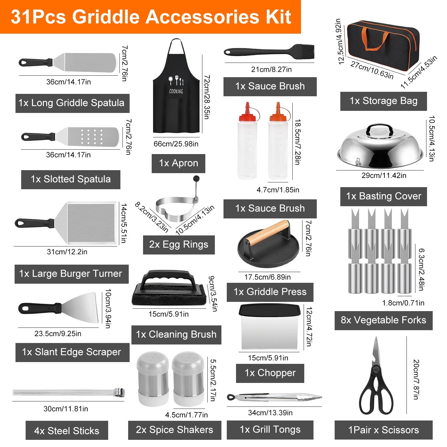 31Pcs Griddle Accessories Kit Flat Top Grill Accessories For Camp Chef Bag