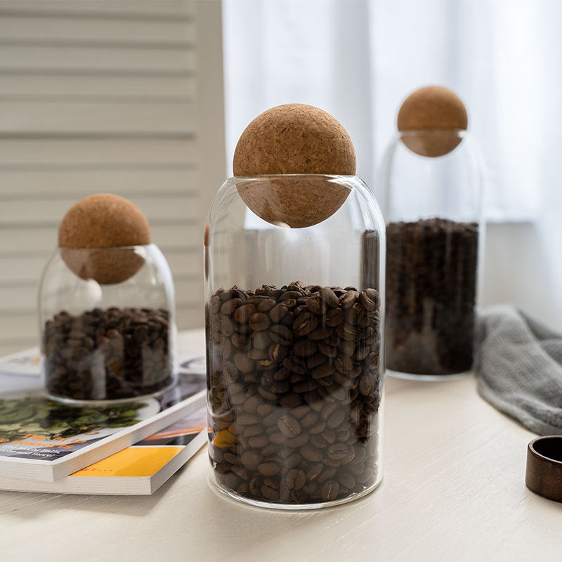 1 SET Storage Ball Jar, Glass Tea Jar, Minimalist Cork Jar